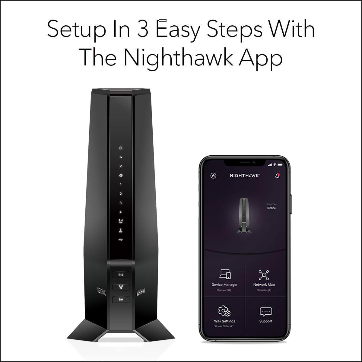 NETGEAR Nighthawk Modem Router Combo (CAX30S) DOCSIS 3.1 Cable Modem and WiFi 6 Router - AX2700 6.0 Gbps - Compatible with Xfinity, Spectrum, Cox, and More - Gigabit Wireless Internet - NETGEAR Armor