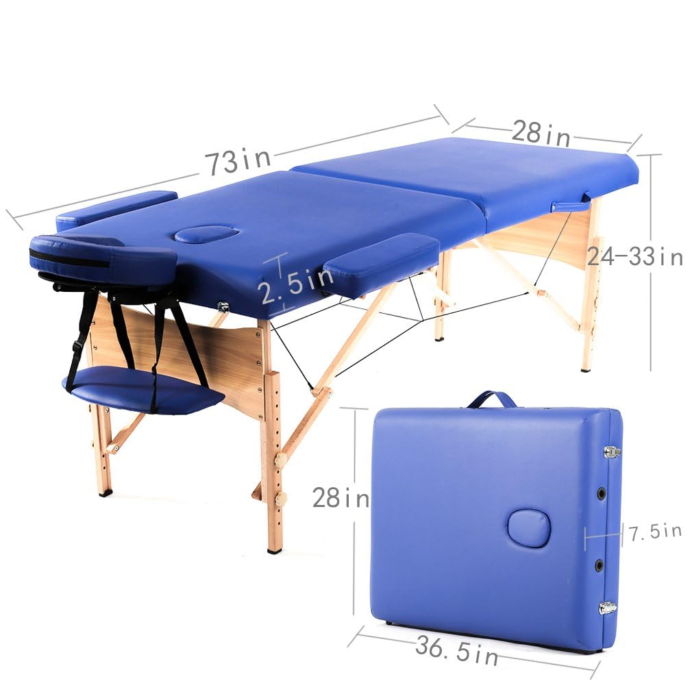 BestMassage Massage Bed Portable Folding Massage Table 24" Wide,Black