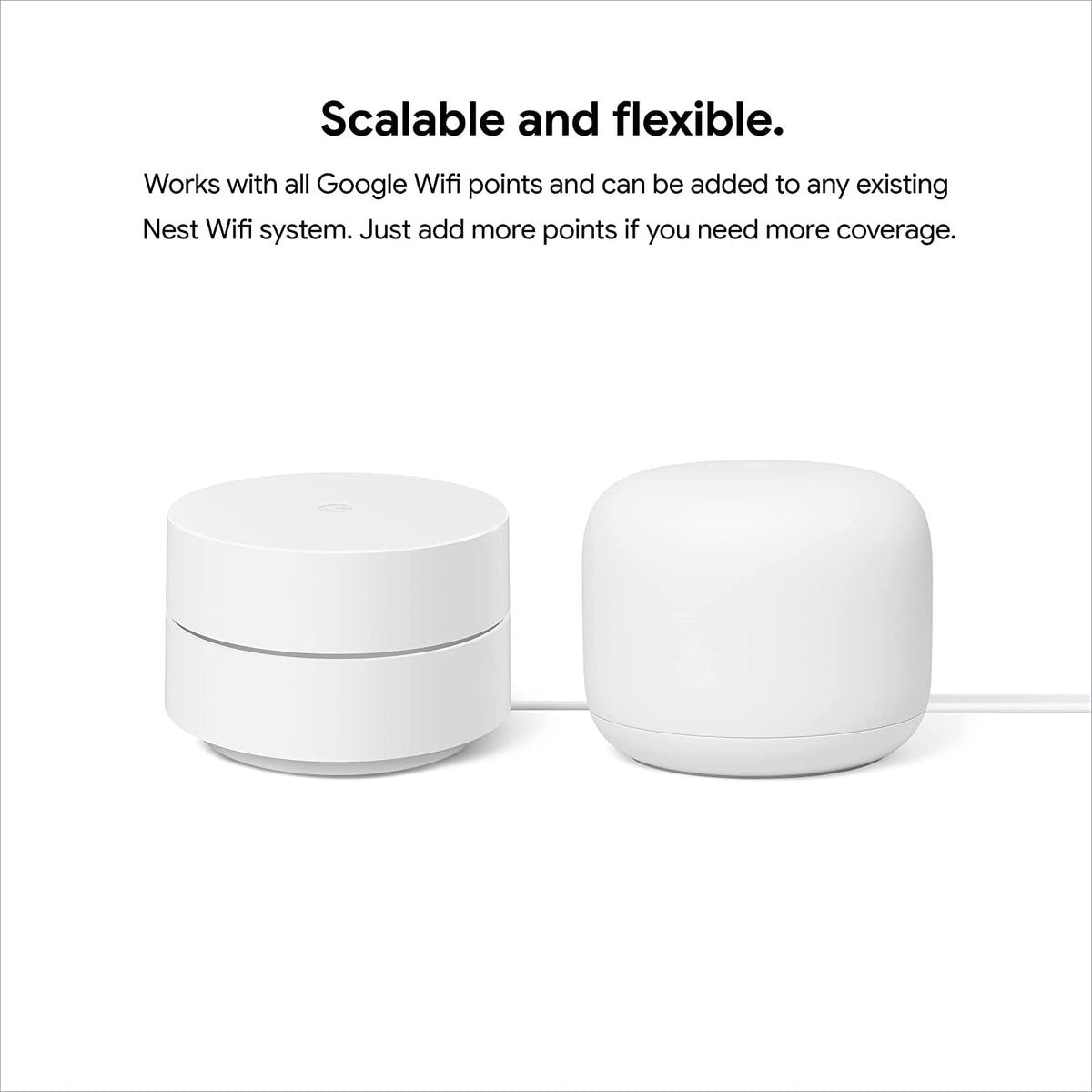 Nest WiFi Router with 1 Point - Mesh for Wireless Internet Wi-Fi Extender Smart Speaker Works and Google Home Systems Snow