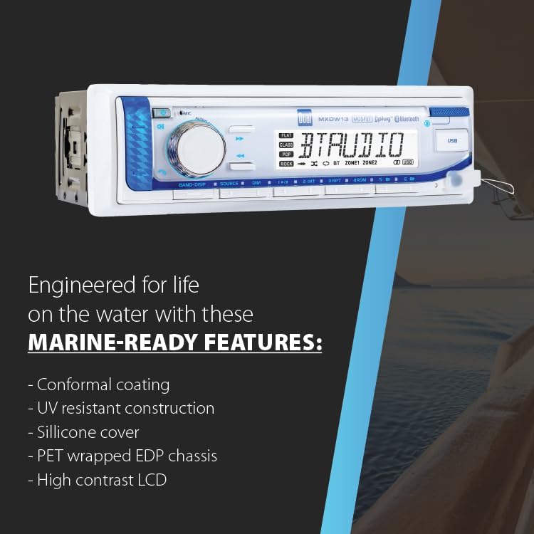 Dual Electronics MXP152W Marine Stereo Bluetooth 6.5" Speakers & Antenna