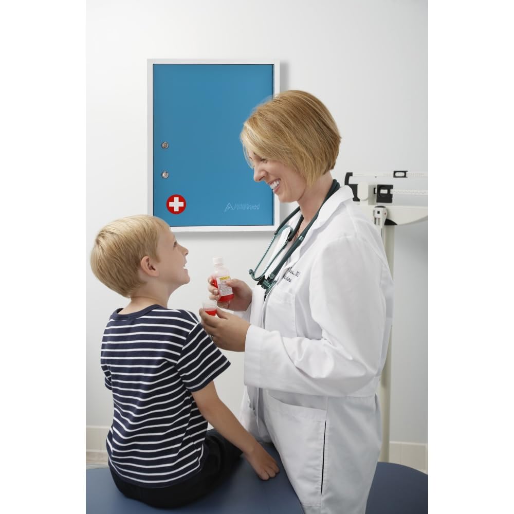 AdirMed Locking Medicine Cabinet Wall Mounted First Aid Cabinet with Lock, Lockable Wall Medicine Cabinet with Dual Lock and Dual Keys, 21" H x 16" W x 6" D, White