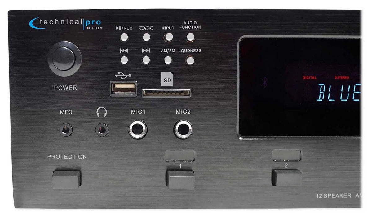 Zone, Receiver+12) 6) Speakers+EQ 6000w Technical Pro Home Bluetooth 8" Theater