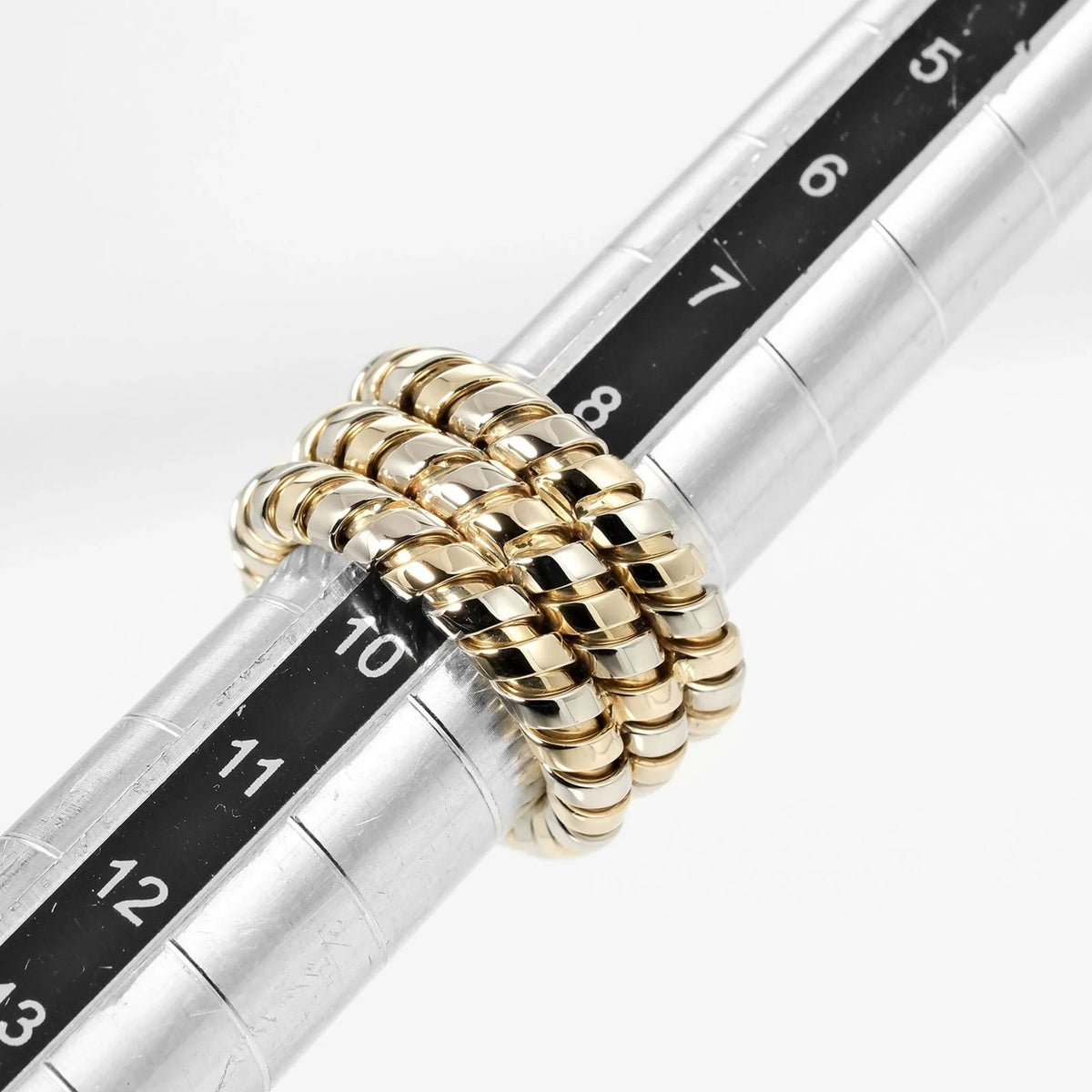 Pre-Loved Bulgari Bvlgari Tubogas 3-Row No. 9 Ring 14.53G K18 Yg Wg Yellow Gold White (Good)