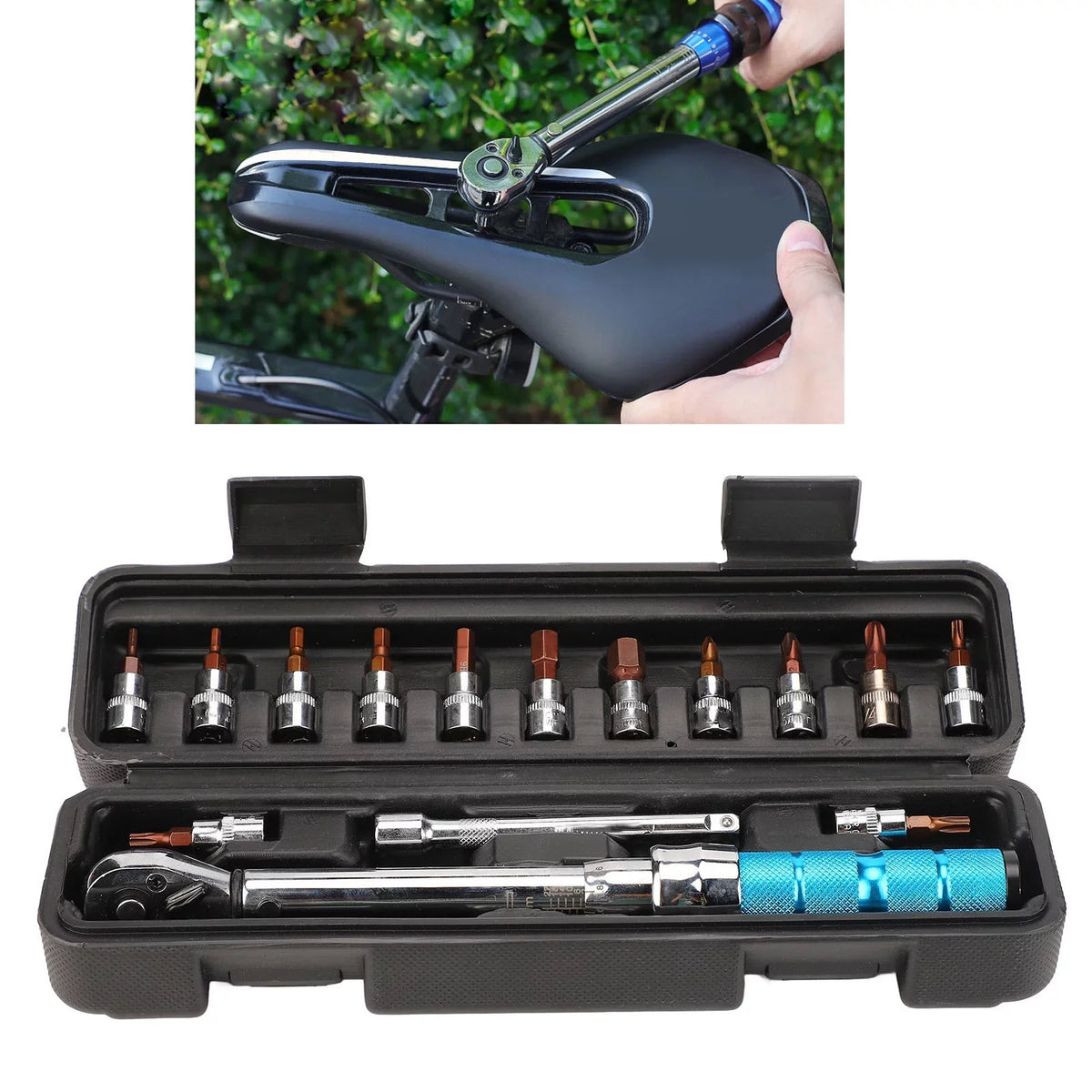 Buumin Lebycle Mountain Road Bike Torque Wrench Preset Ratchet Torque 2 To 24Nm S2 Hex Socket Tool Set