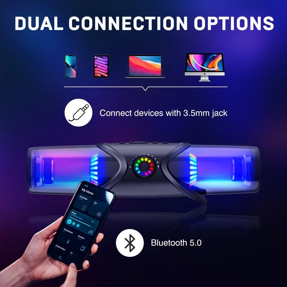 Speakers for Headphone Jack Desktop Speakers Bar Sound GS03 Computer Laptop Powered for 3.5mm Monitor with Speakers,Bluetooth SoundBar,Computer WolfLawS RGB Light,PC with Subwoofer,USB