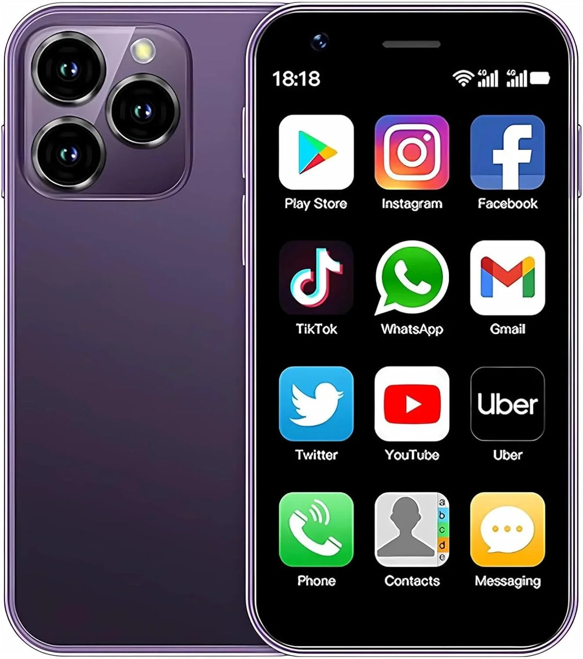 World Phone ROM Phone XS16 Broisae Unlocked Mini Kids 10.0 Dual Mobile 4G Sim for Mini 3inches (Purple) Cell Android Smartphone Phone Phone Mini 2GB Smallest Ram 16GB