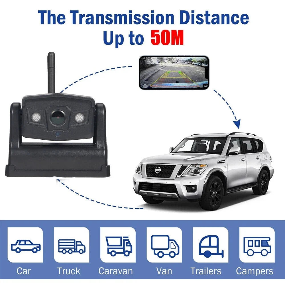 9600mAh View for Vehicle Camera, Ideal Battery, Wireless Magnetic Front/Rear Backup JLLOM WiFi