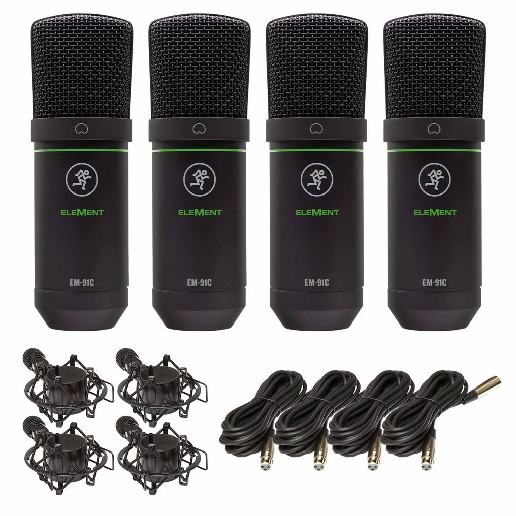 Microphones 4 Package Condenser Series EleMent Large-Diaphragm Mackie EM-91C