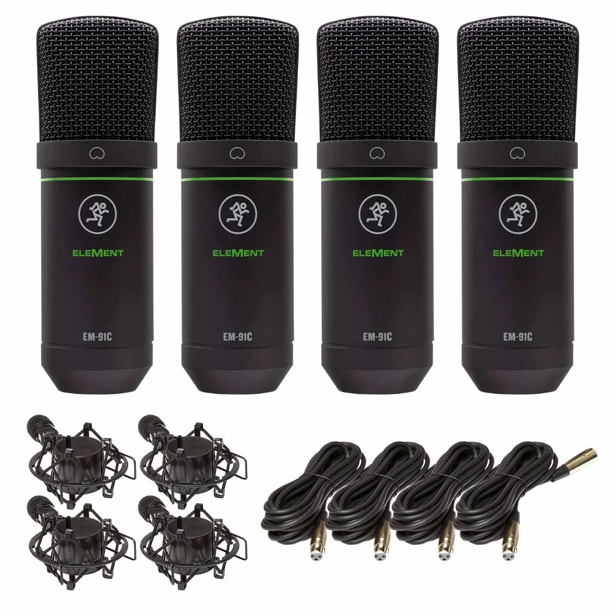 Microphones 4 Package Condenser Series EleMent Large-Diaphragm Mackie EM-91C