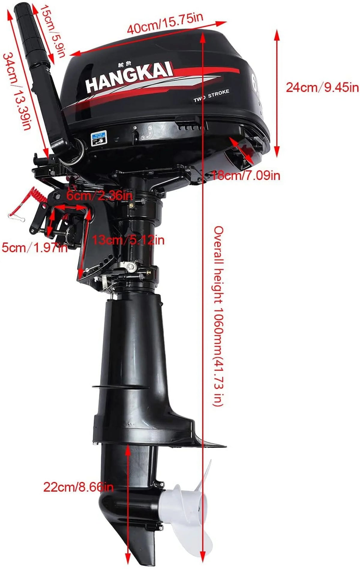 Fetcoi 6Hp 2-Stroke Outboard Moto Fishing Inflatable Boat Engine Water Cooling Cdi System Durable Cast Aluminum Construction