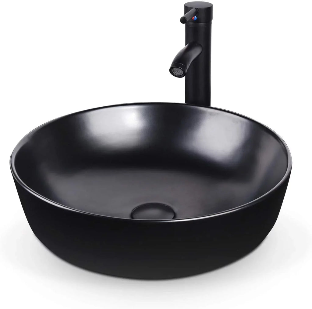 Pipe and Sink Washing Bowl Porcelain Ceramic Sink Faucet Vessel Chrome Lavatory Countertop liquid with Artistic Drain Set Basin Cabinet Pop-up PULUOMIS