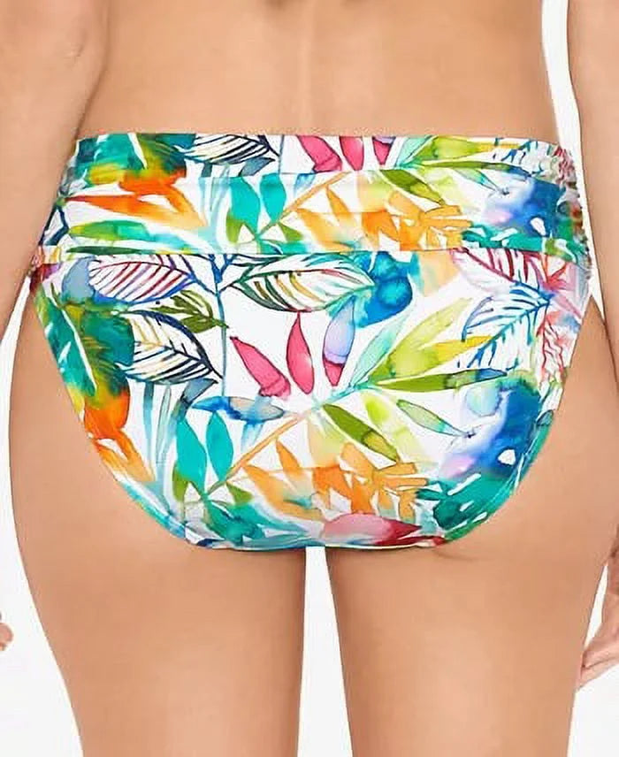 Ralph Lauren Women'S Tropical Caribbean Wide Banded Shirred Hipster Bottoms Cerulean Size 4