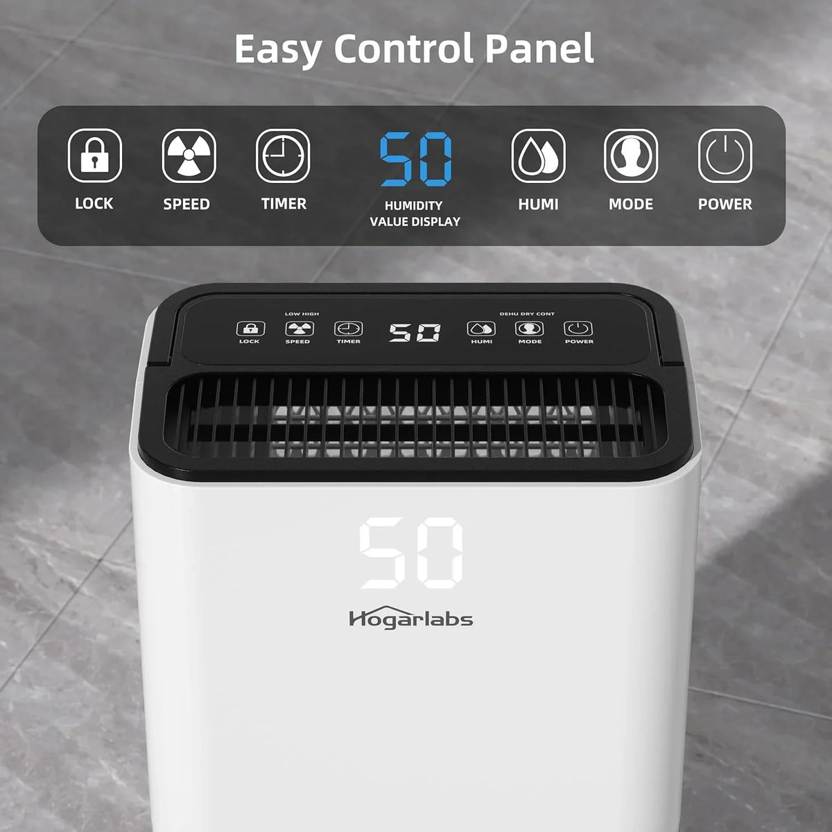 Open Box Hogarlabs 3500 Sq Ft 50 Pint Dehumidifier For Home With Drain Hose Pd11C - White