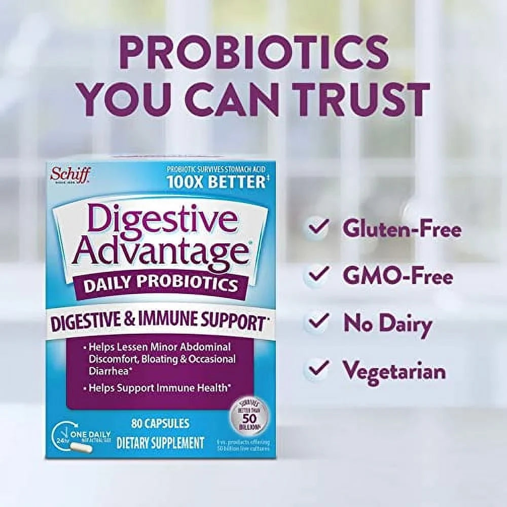 For and (80 Probiotics & Women Digestive For Digestive box) Probiotic Health, Gut count Daily Health Capsules Advantage Men