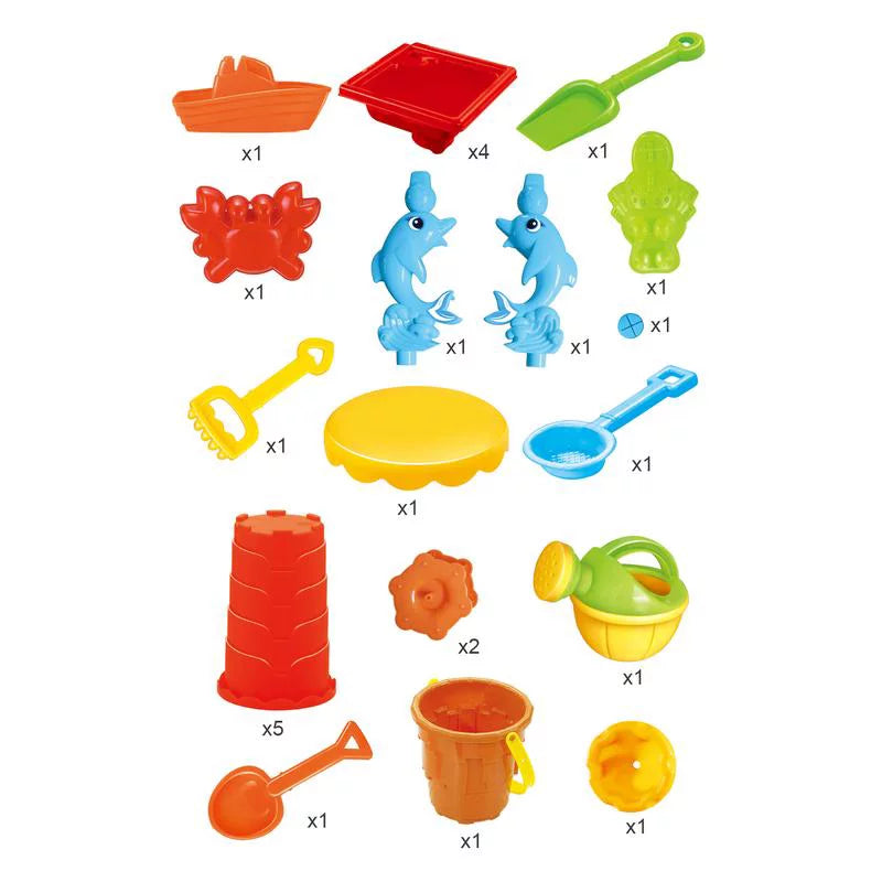 Dolphin Beach Table with Pcs Sand Mundo liquid Set Activity 25 Toys Toys