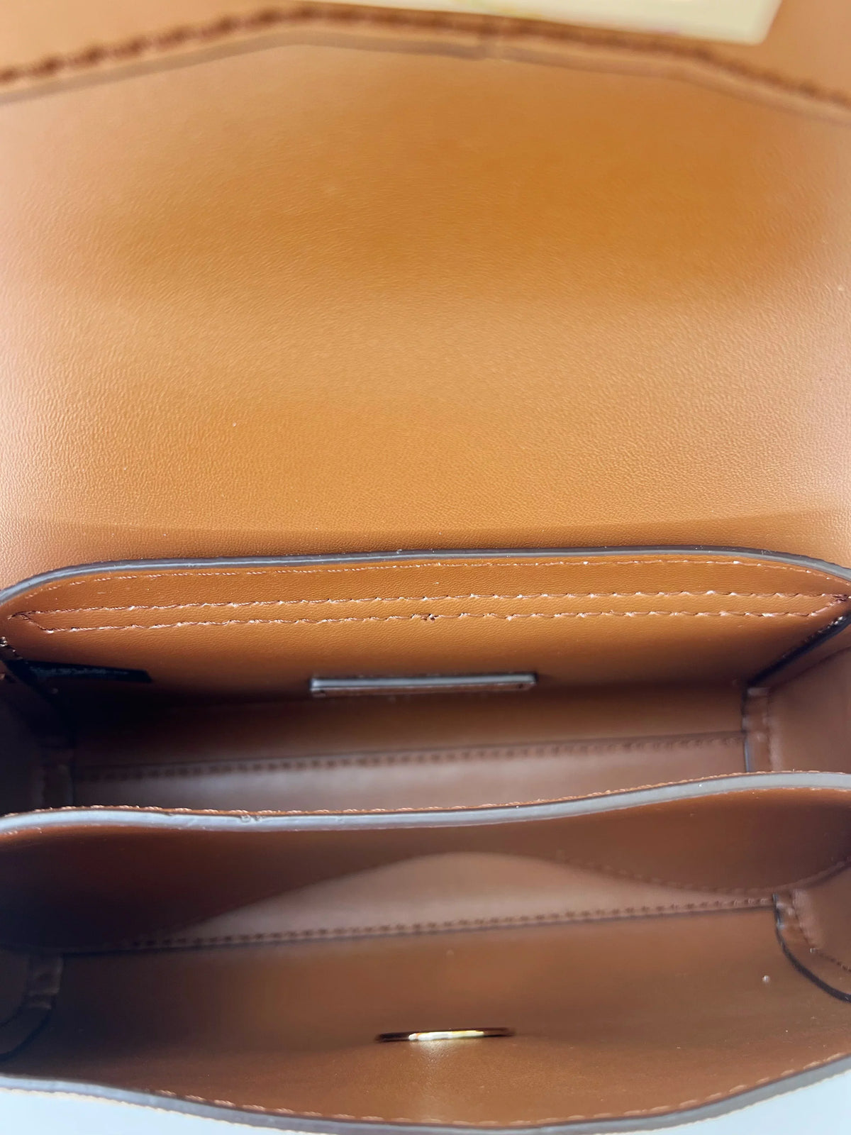 Michael Leather Small Crossbody Bag Two Logo MK Brown Kors Tone Lita
