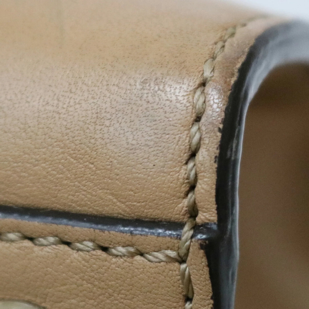 FENDI Beige Trois Bag Shoulder Women's Leather Pre-Owned (Good) Heors
