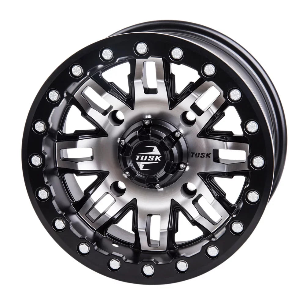 4/156 Tusk Teton Beadlock Wheel 15X7 5.0 + 2.0 Machined/Black For Yamaha Wolverine Rmax 2 1000 Sport 2022