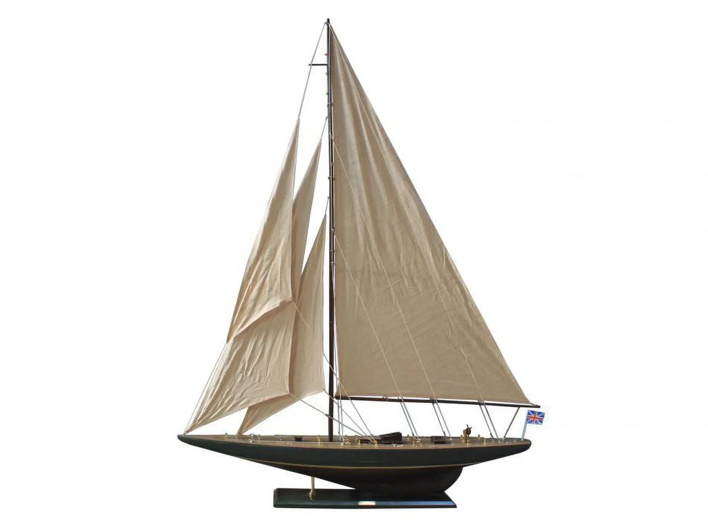 Handcrafted Decor R -Endeavour60 Wooden Rustic Endeavour Model Sailboat Decoration- 60 In.