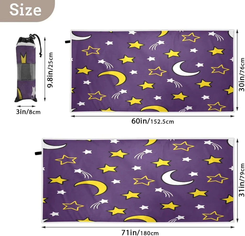 Oversized Dry Towels Towel for Moon Towel - Beach Absorbent Swimming Camping Lightweight Super Stars Bestwell Quick and Travel Compact - Holiday（419）