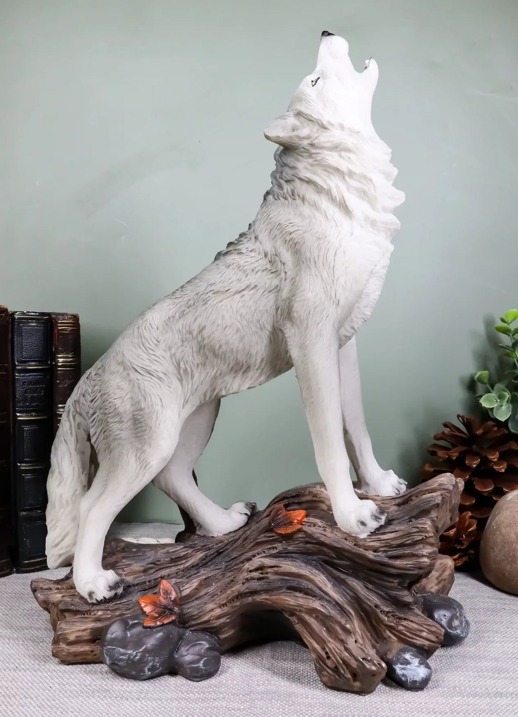 Howling Night Large Wolf Decor The Wolves Cries Spirit Gray Alpha 12"H Of Statue