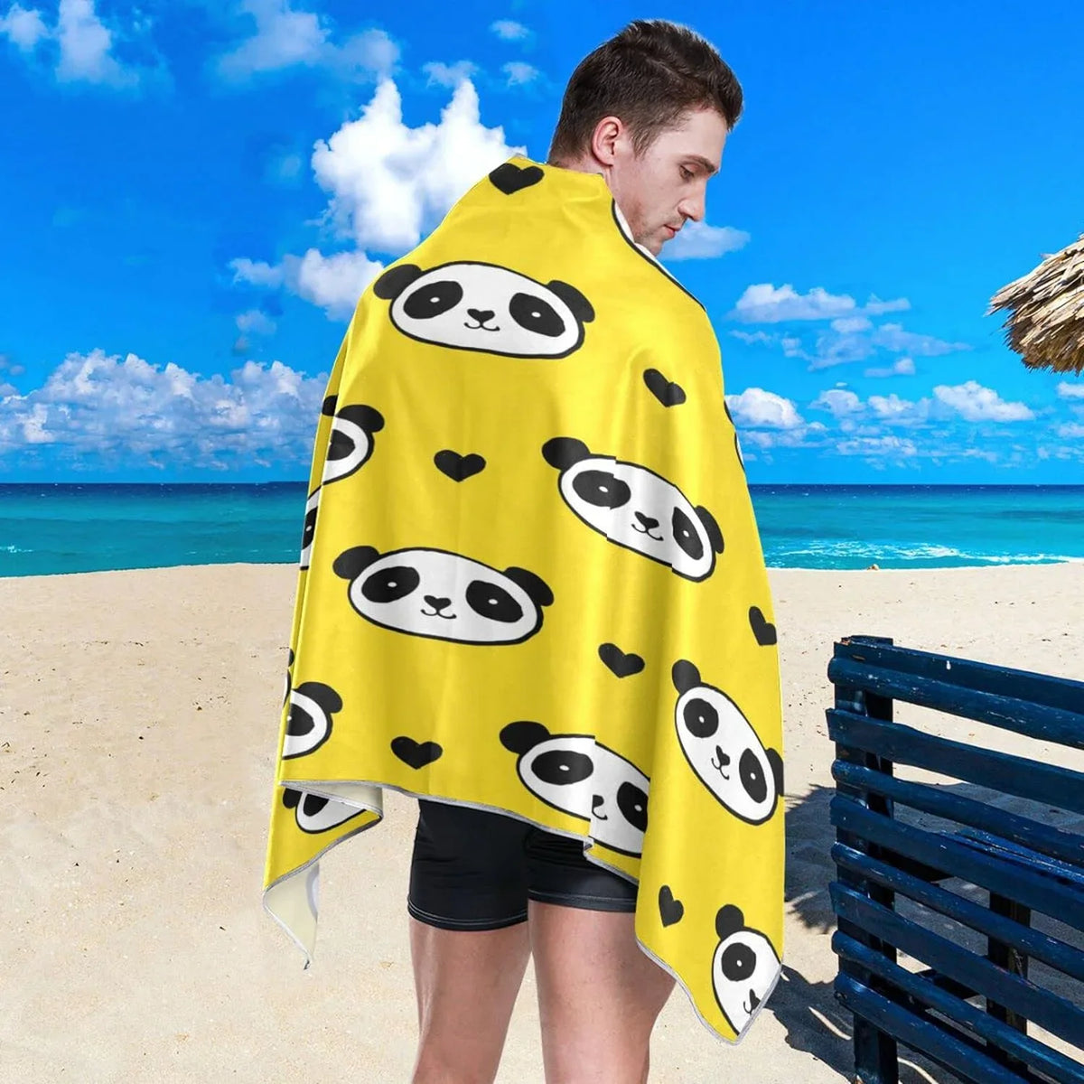 Shower Bath Swim Yoga Multipurpose Towel Bestwell Pool Blanket, Towel Sand Dry Beach Lightweight Free 30”X60” Towel Microfiber Oversized Quick Towel, Thin Panda