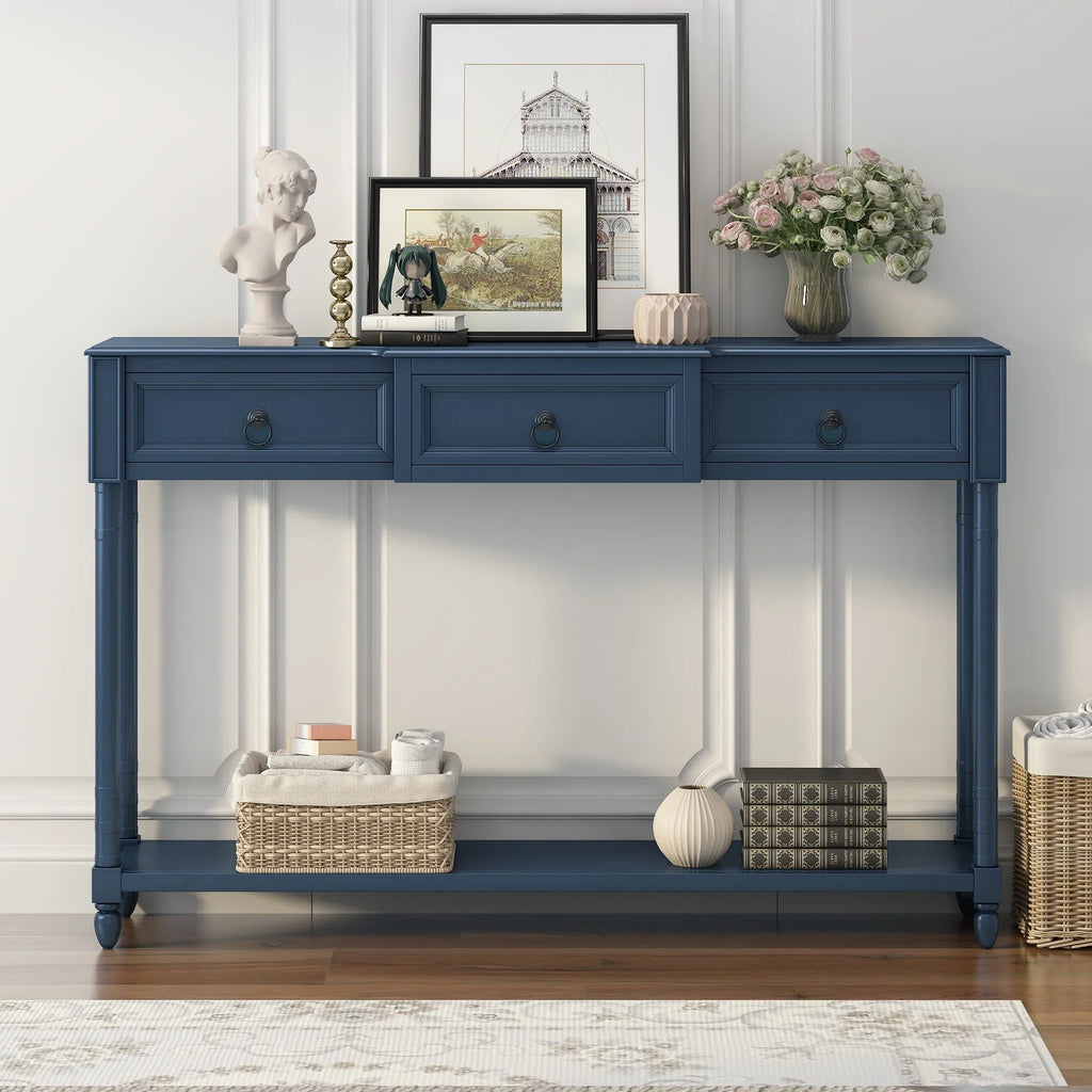 Table SKU: Drawers for Drawers Projecting Table and (Antique Shelf Entryway OLD Long WF189574AAM) Console with Navy, Sofa with