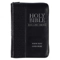 Travel Of Pocket briefcase Ideal King Personalized To Bible Compact with Black Text Name James Custom with Bible for Leather Zipper or backpack, purse, KJV Faux | Holy Closure in - 3 Up Version Rows