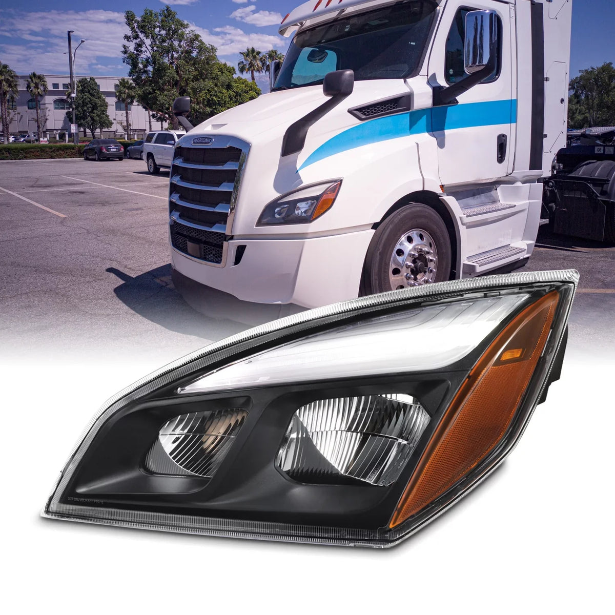 '- 113 Headlights - AKKON 2018-2023 Side OE Freightliner Replacement 126 Cascadia Black 116 Fits Full-LED Driver Housing 125