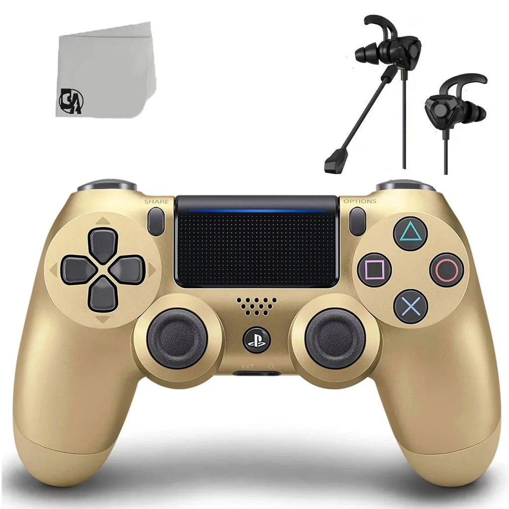 '- Bundle PlayStation Wireless - Like 4 AXTION New Controller BOLT Gold DualShock With Blue Earbuds