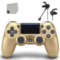 '- Bundle PlayStation Wireless - Like 4 AXTION New Controller BOLT Gold DualShock With Blue Earbuds