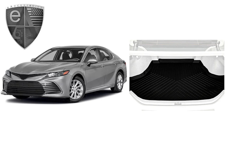 Eaccessories Ea Cargo Liner – Trunk Mat For Toyota Camry 2018-2024 – Weather-Resistant Trunk Mats For Cars With Raised Lip – Non-Slip Car Trunk Mat Rubber – Easy To Install – Laser Pre-Cut Design