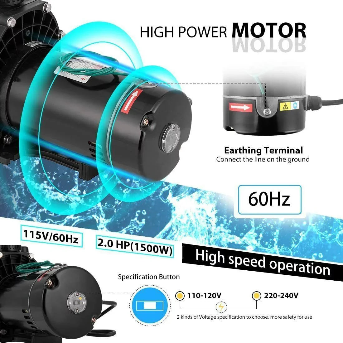 with Above Strainer 2.0hp Denest Pool Swimming and Inground/ Connectors Pump Ground Basket Hbp1500ⅱ 1500w