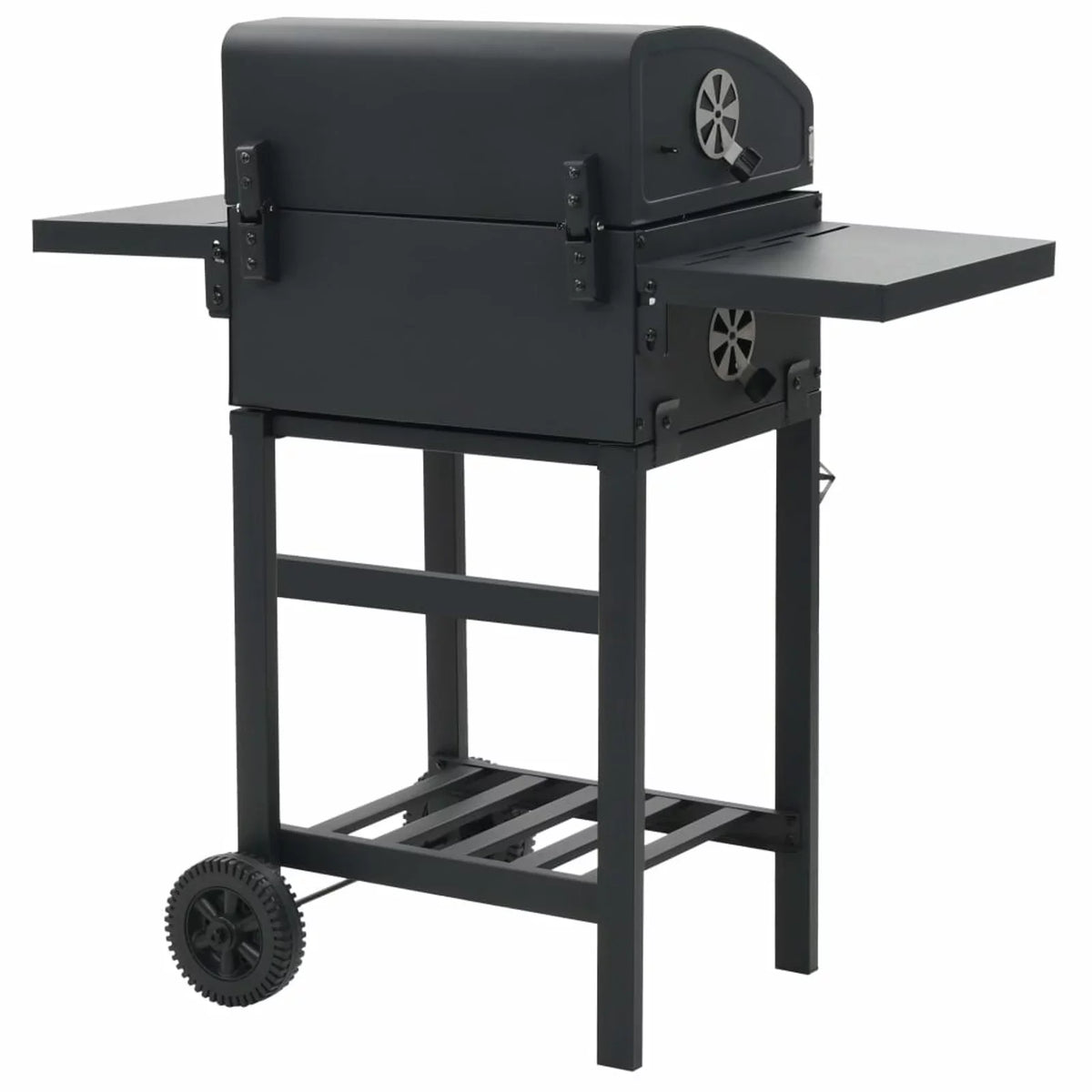 Charcoal-Fueled Bbq Grill With Bottom Shelf Black