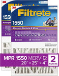 Filtrete Allergen, & Count Air Virus, NDP03-4IN-2P-2 AC Furnace 2 20x25x4, Bacteria Filter