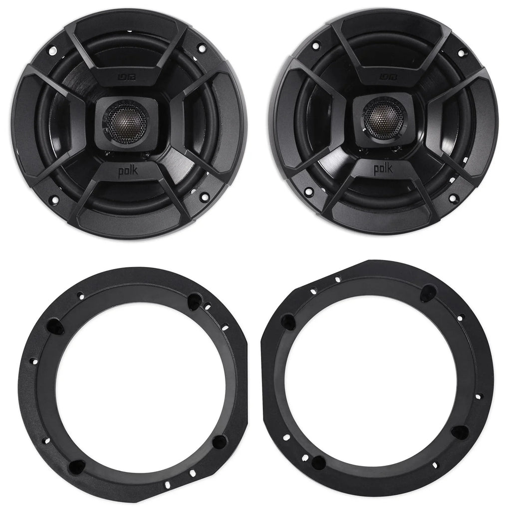 1998-2013 Harley Davidson Touring 6.5" 300W Polk Audio Speakers W/Adapter Plates