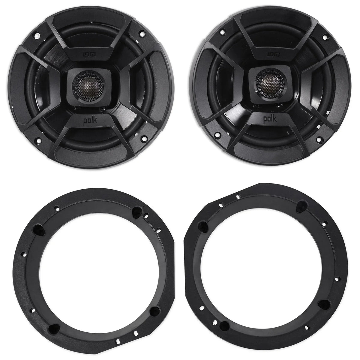 1998-2013 Harley Davidson Touring 6.5" 300W Polk Audio Speakers W/Adapter Plates