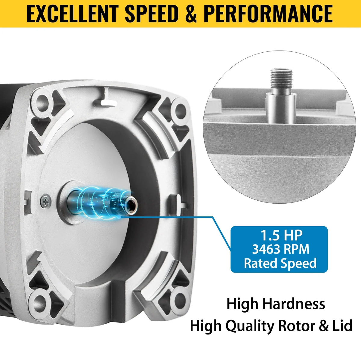 Vevor 1.5 Hp, 3463 Rpm, 1 Speed, 230/115 Volts, 7.88/15.5 Amps, 1.1 Service Factor, 56Y Frame, Psc, Odp Enclosure, Square Flange Pool Motor, Swimming Pool Pump Motor, Replacement Pool Motor Kit