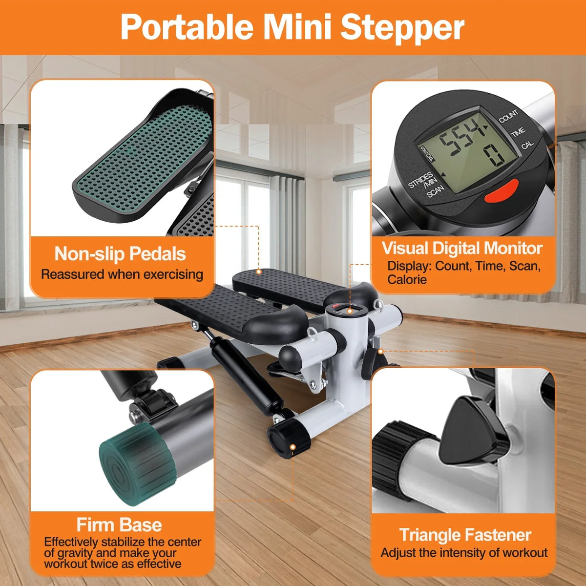 iMounTEK Exercise LCD Stepper Gray for Mini Stepper Monitor, Max Stepper 330.7LBS Fitness with
