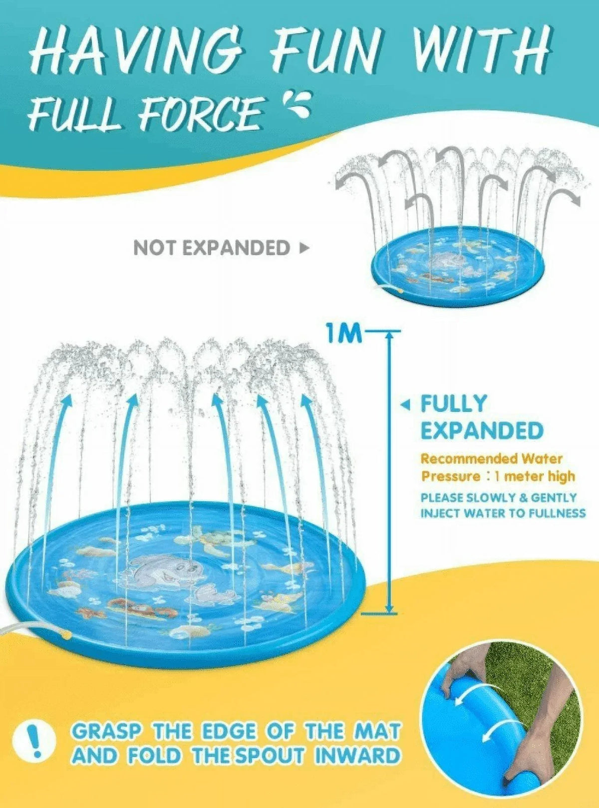 Play Splash liquid Mat 68" Summer Sprinkler Pad exterior Kids Game Inflatable