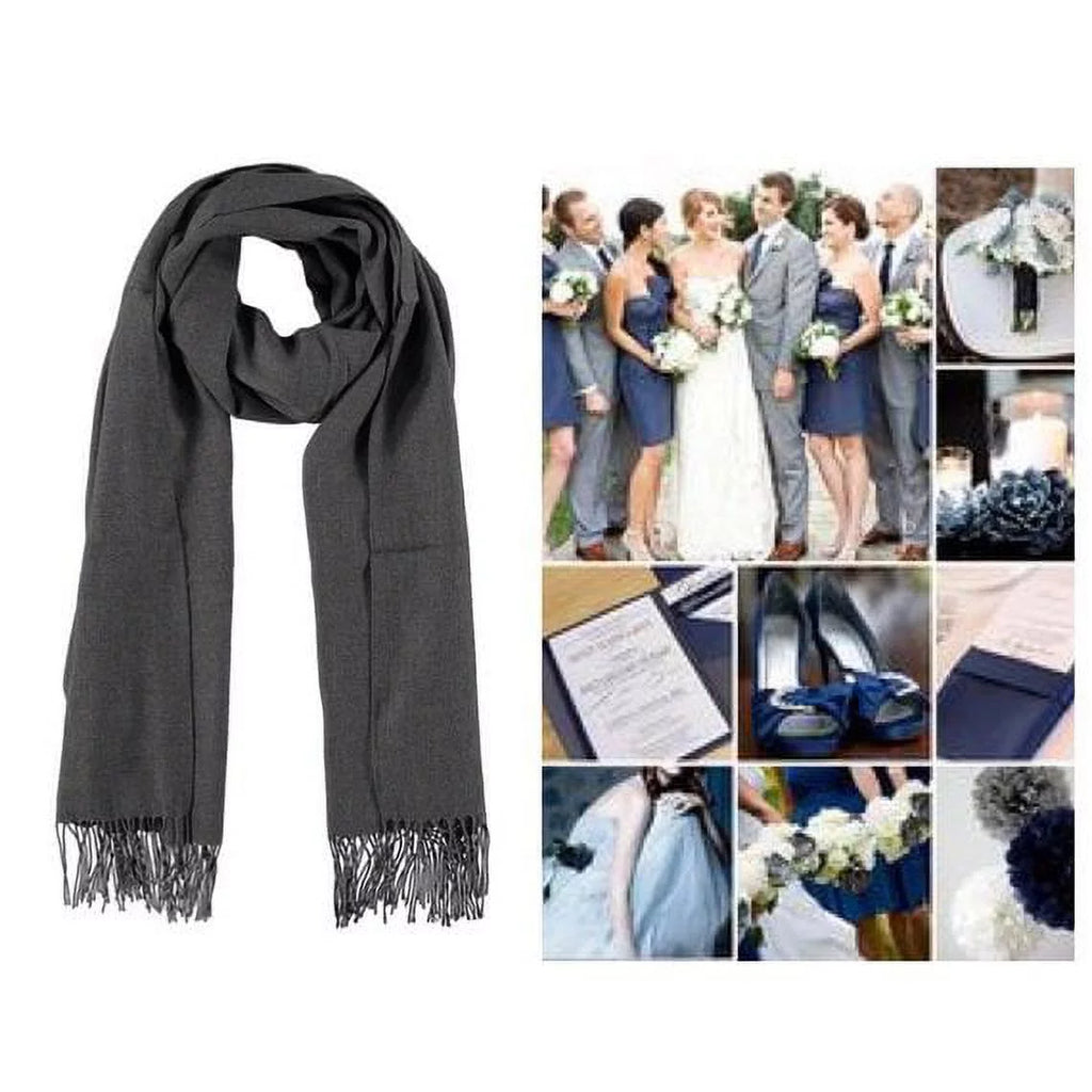 Shawl of Shawl, Dark Grey Set Wrap, Pashmina Bridal Shawl, 10 Scarf Wedding Bridesmaid
