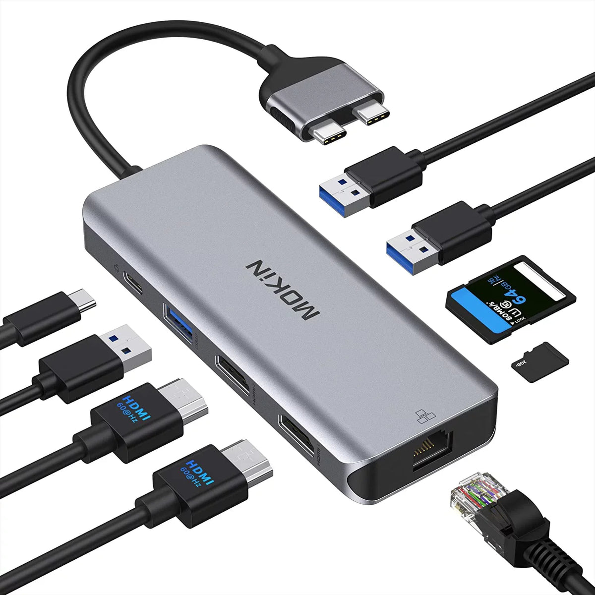 for HDMI MacBook HDMI Adapters Dual C MacBook Pro Pro Docking Monitor MacBook USB Station Mac in Pro 1 Air Adapter,9
