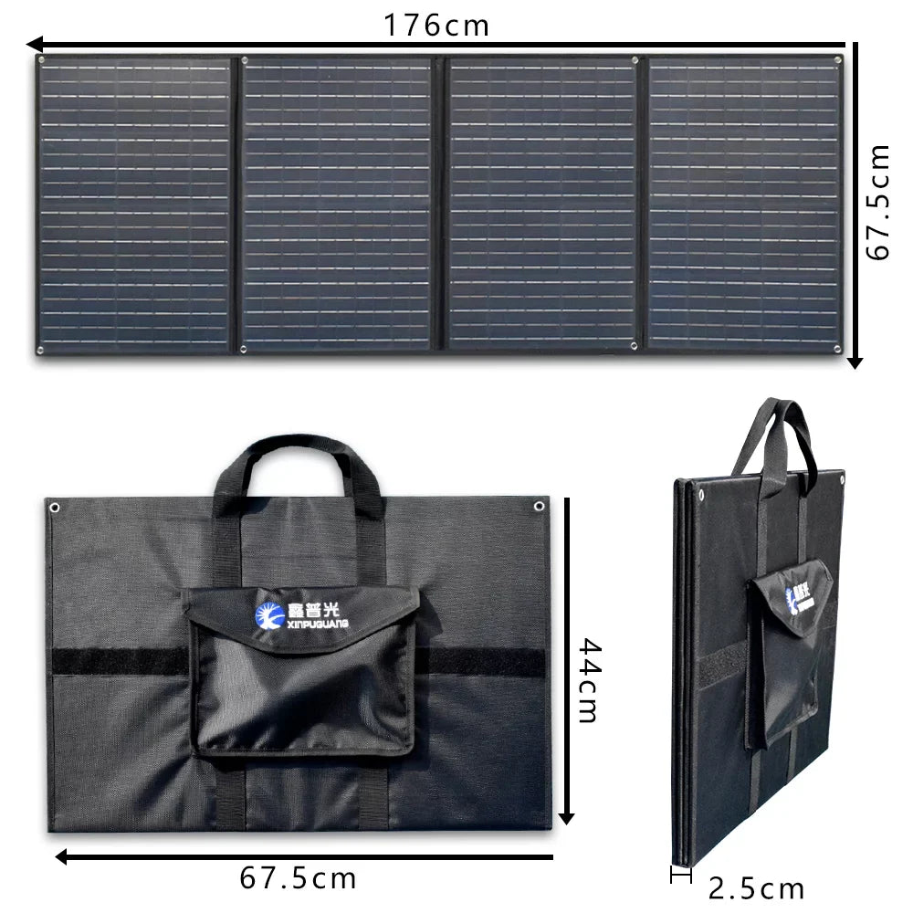 12 Hiking, watt Power Solar exterior Kit 4 Charge Generator 20A Black for Charger volt x Station XINPUGUANG Battery Controller Panel Leisure 200w Camping, Foldable Solar 12v 50