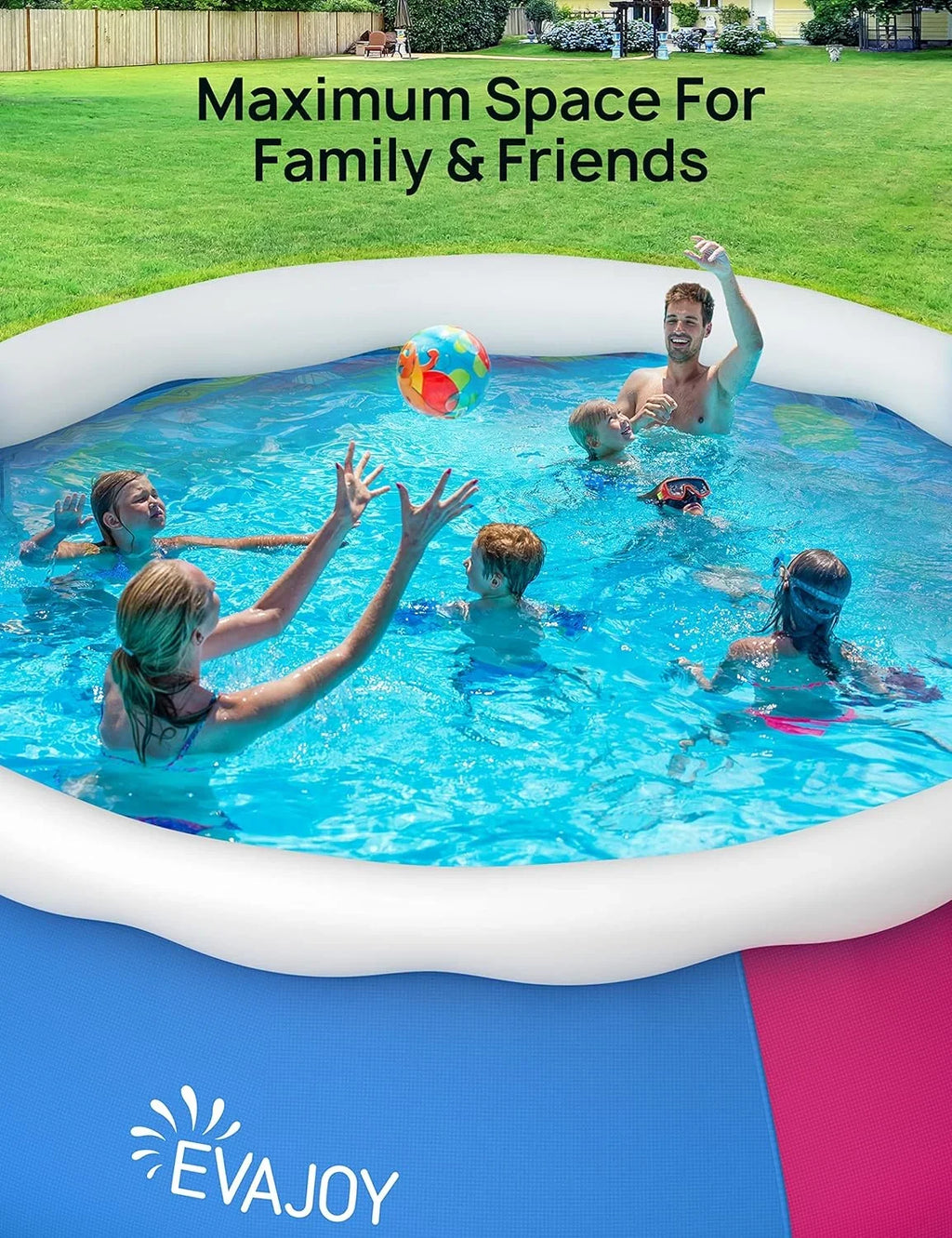 Inflatable 15ft Cover, *35in Pump, and Include 7 Ground Blue Cloth Filter Track Swimming Pool