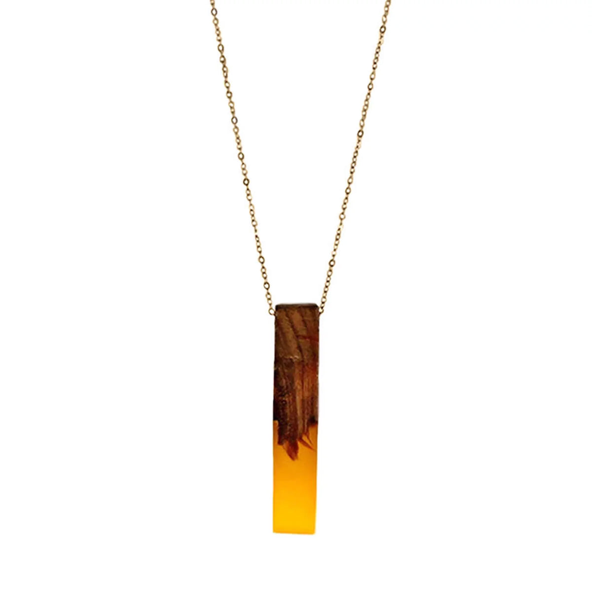 Wooden Gift | Bar Resin for Blue Boutique Wood Vertical Box Necklace Anniversary Inc Pendant Women Yellow