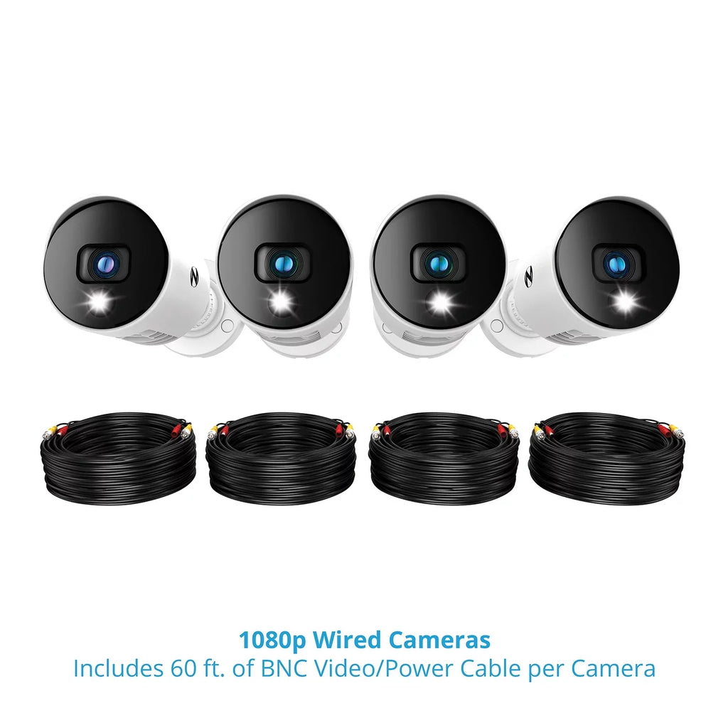 1080p DVR Security Cameras, Connector HD 1TB Drive, Spotlight Night and with 8 Channel 4 exterior, Owl HDMI Bluetooth Hard Wired