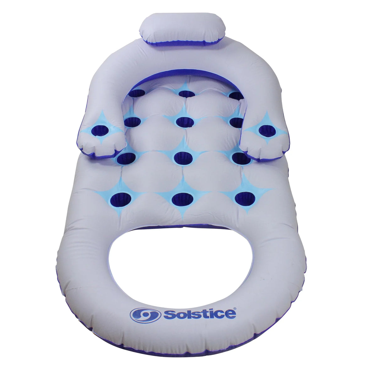 White Inflatable Lounge Float Inflatable Swim Swimming Central Pool 64-Inch Solstice and Blue