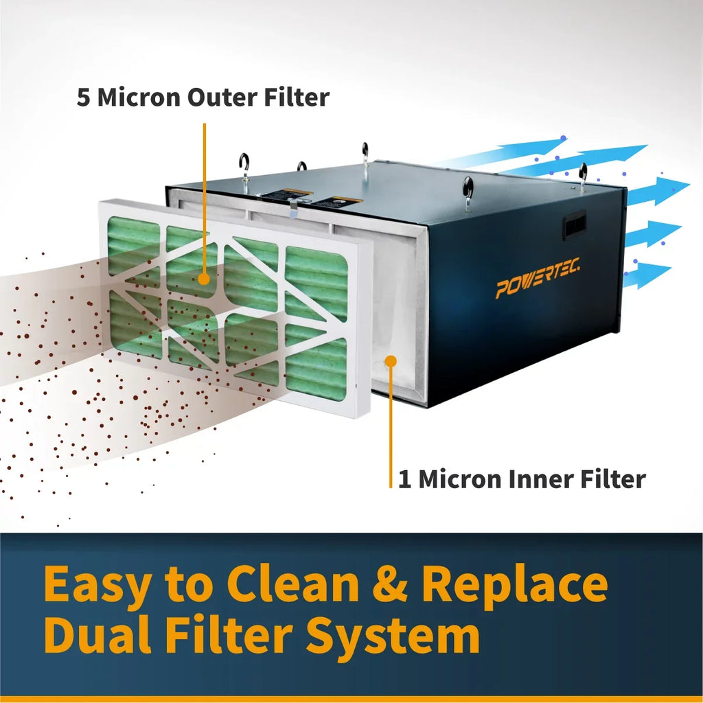 Powertec Remote Controlled 3-Speed Air Filtration System (655/875/1060 Cfm) Af1045