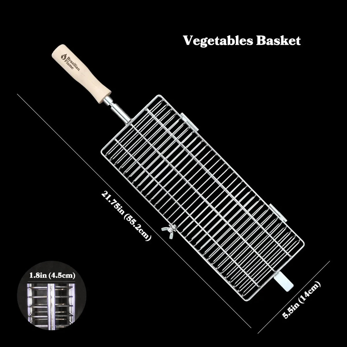 Brazilian Flame Grill Flat Vegetables Rotisserie - Basket