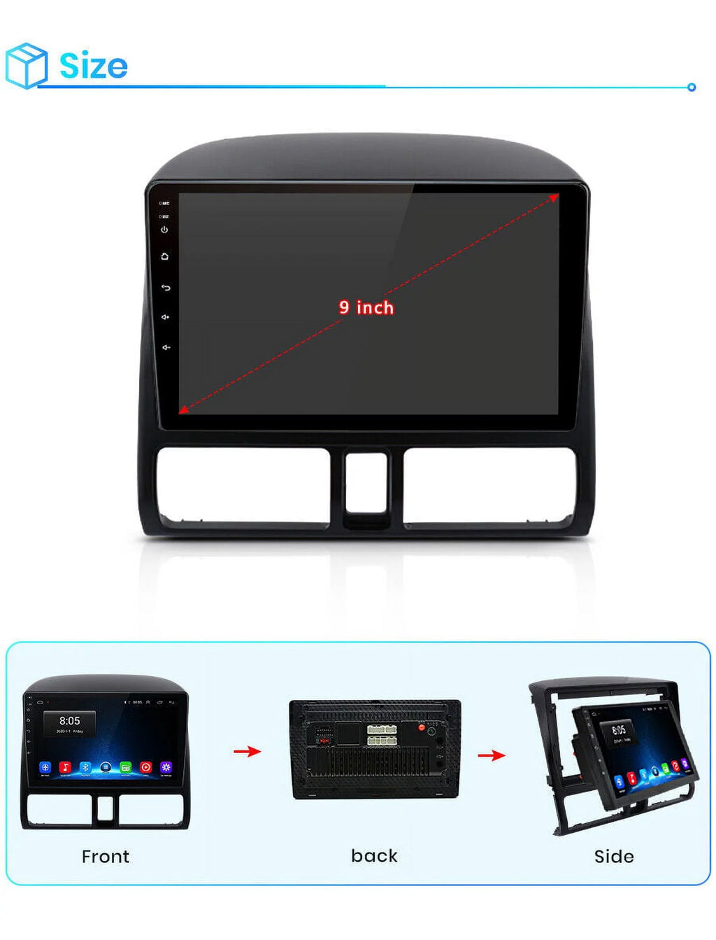 Navigator 2001 GPS WiFi for Screen 2003 CRV 2002 Radio 2004 Car Honda Touch Mirror Android 9 Inch 2005 FM 2006,1+32GB Bluetooth Link Auto with Carplay AWESAFE Radio Stereo